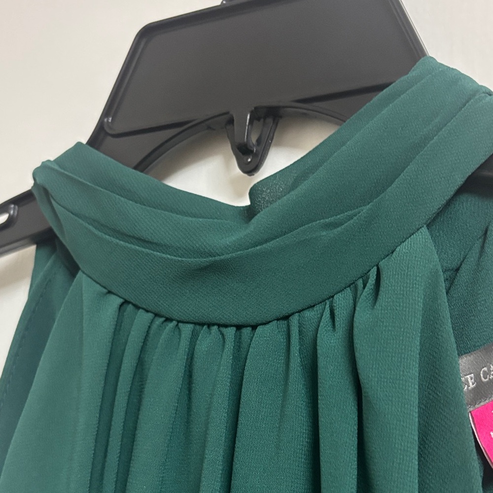 Vince Camuto Womens Georgette Smocked Halter Jumpsuit Green XS Dress - Picture 7 of 10